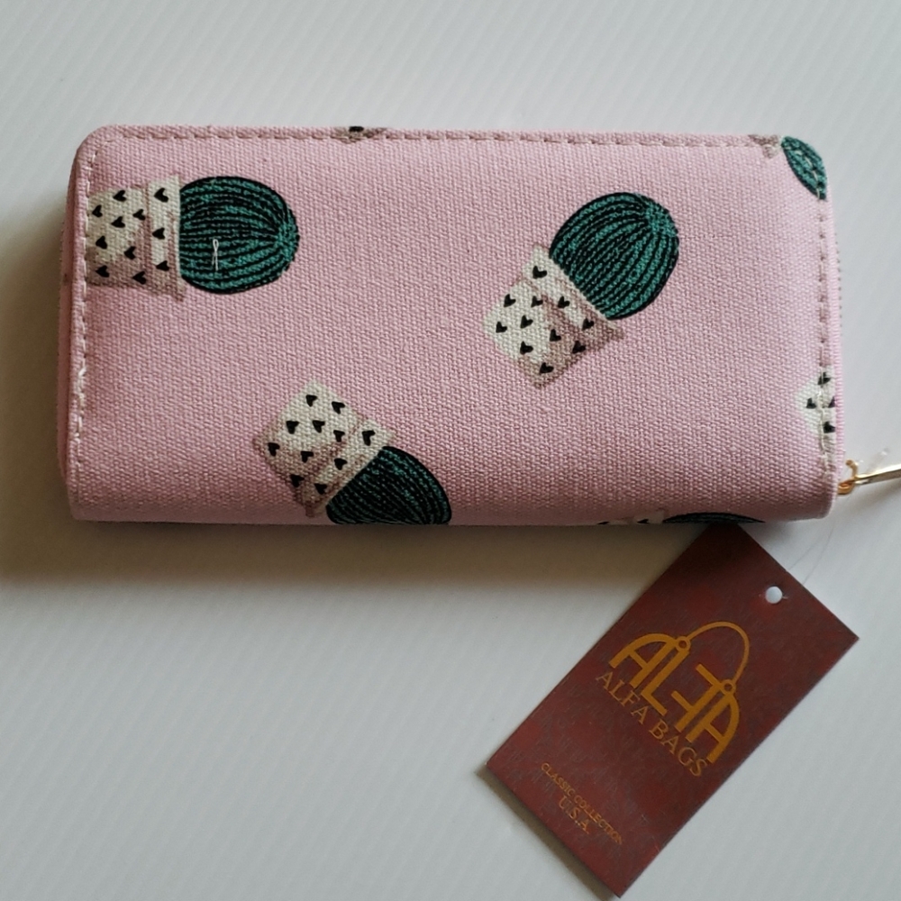 Zip Wallet with Succulent Print